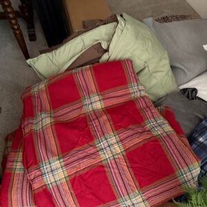 Pottery Barn Red Plaid Duvet